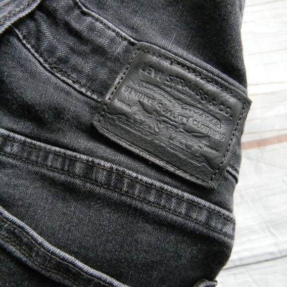 Levis Premium Black Denim Skinny Overalls Jumper - Size 26 SIDE ZIPPERS - Picture 5 of 8